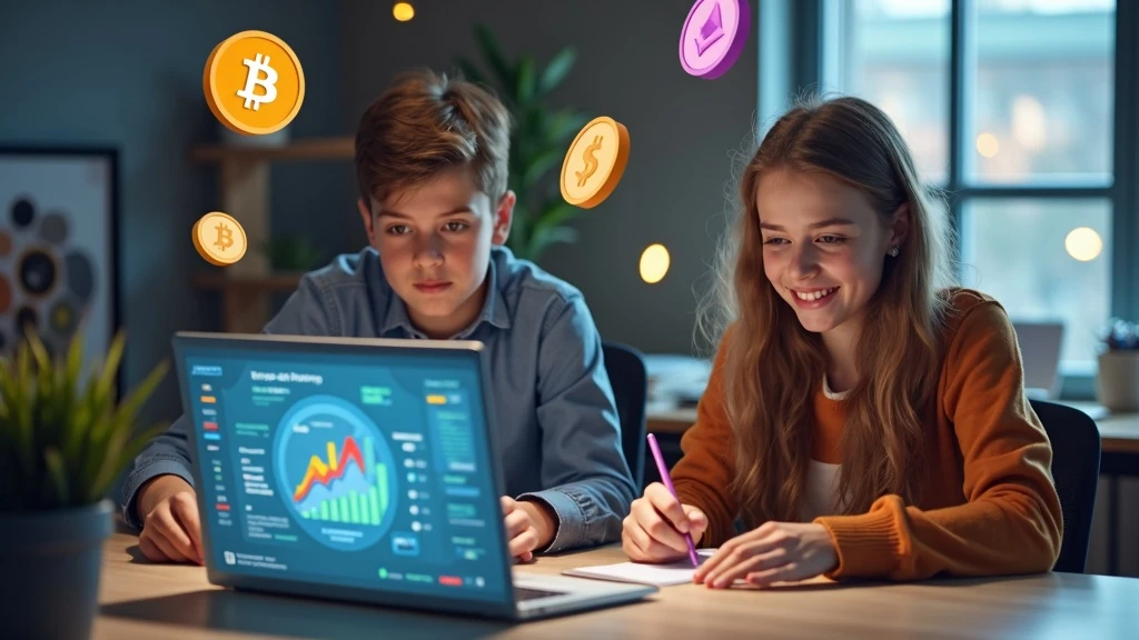 Ismerd meg a digitális pénzt Tinik kriptót tanulnak grafikonokkal