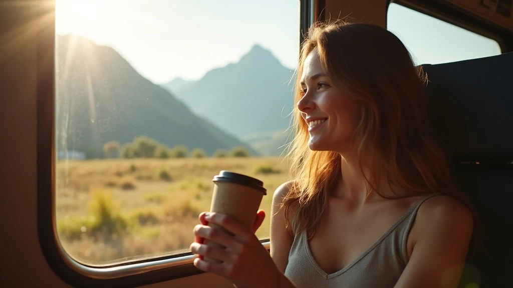 Utazás közben mosolyog Vonatos élmény öröme